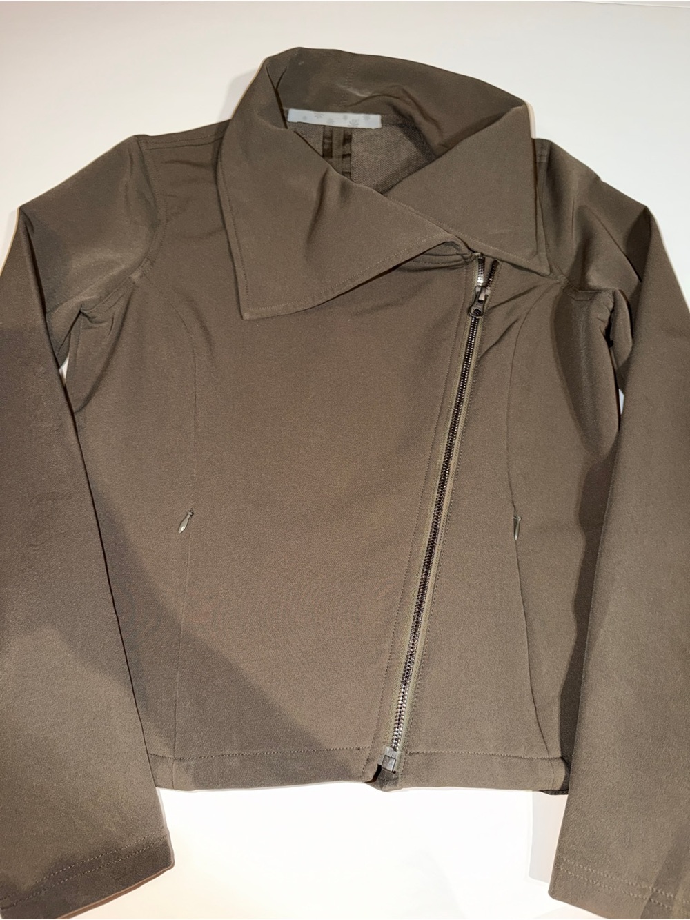 Athleta Asymmetric Zip Olive Green Jacket - Picture 2 of 7